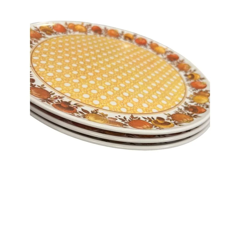 Vintage Lexington Melamine Plates Basket Weave Mushrooms‎ & Onions MCM Set of 3
